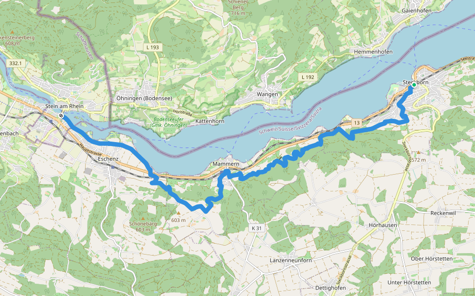 ViaRhenana - Etappe 2 walking route map in Steckborn