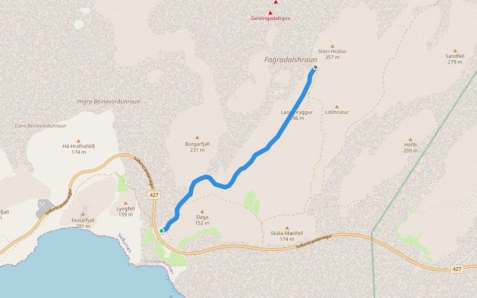 Gönguleið C walking route map in Grindavik