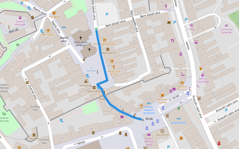 Lila kápolna walking route map in Kőszeg