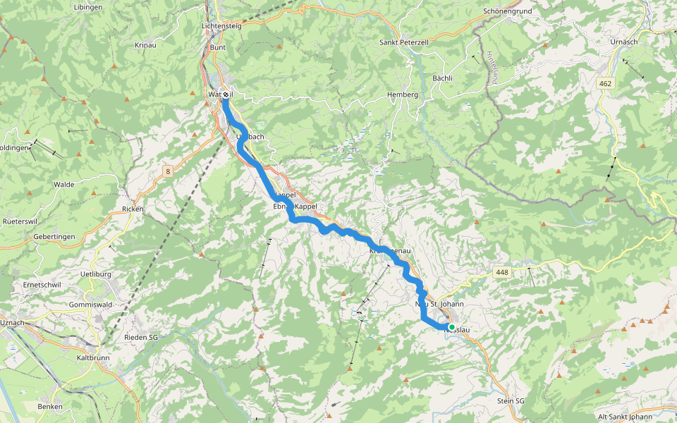 Thurweg - Etappe 2 walking route map in Nesslau