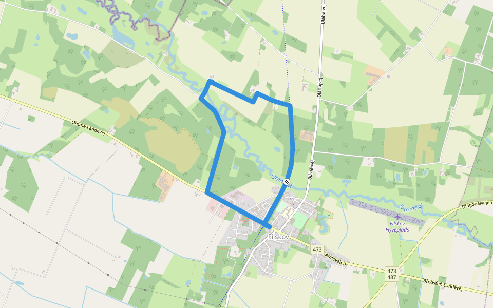 Blå Kløversti walking route map in Grindsted