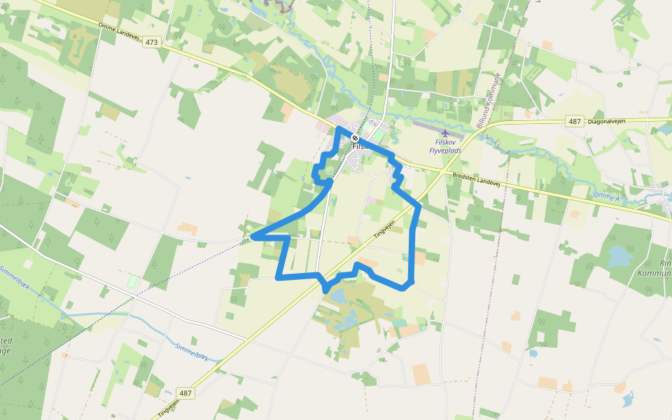 Sort Kløversti walking route map in Grindsted