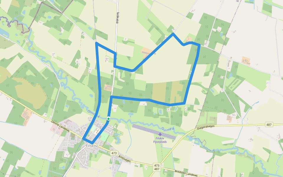 Rød Kløversti walking route map in Grindsted