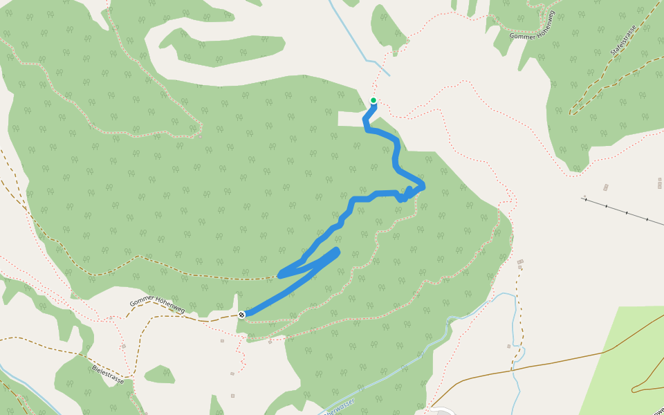 Themenweg Schutzwald walking route map in Goms