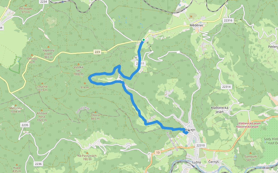 [Z] Perštejn (rozc.) - Horní Halže walking route map in Měděnec