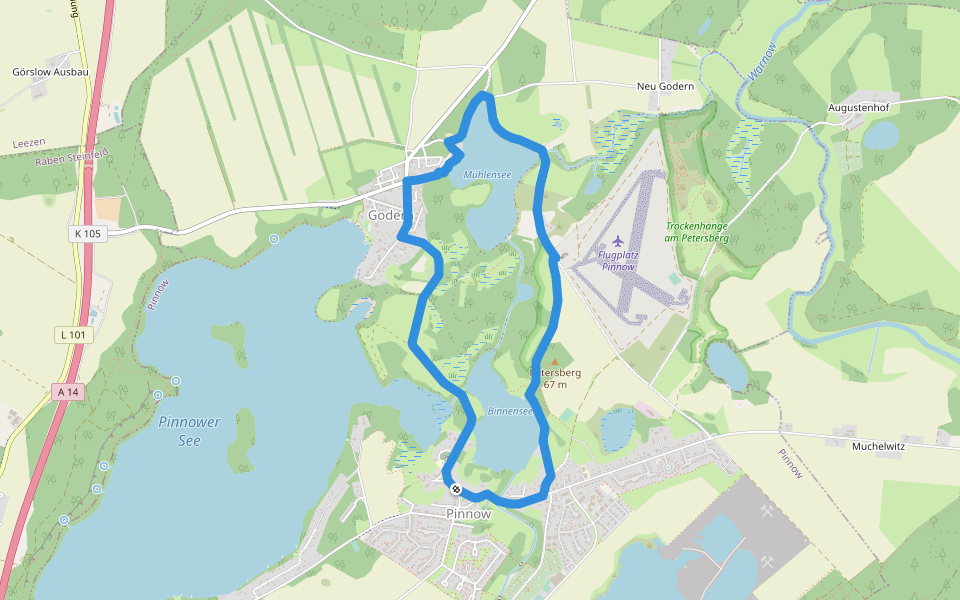 Naturlehrpfad Pinnow walking route map in Pinnow