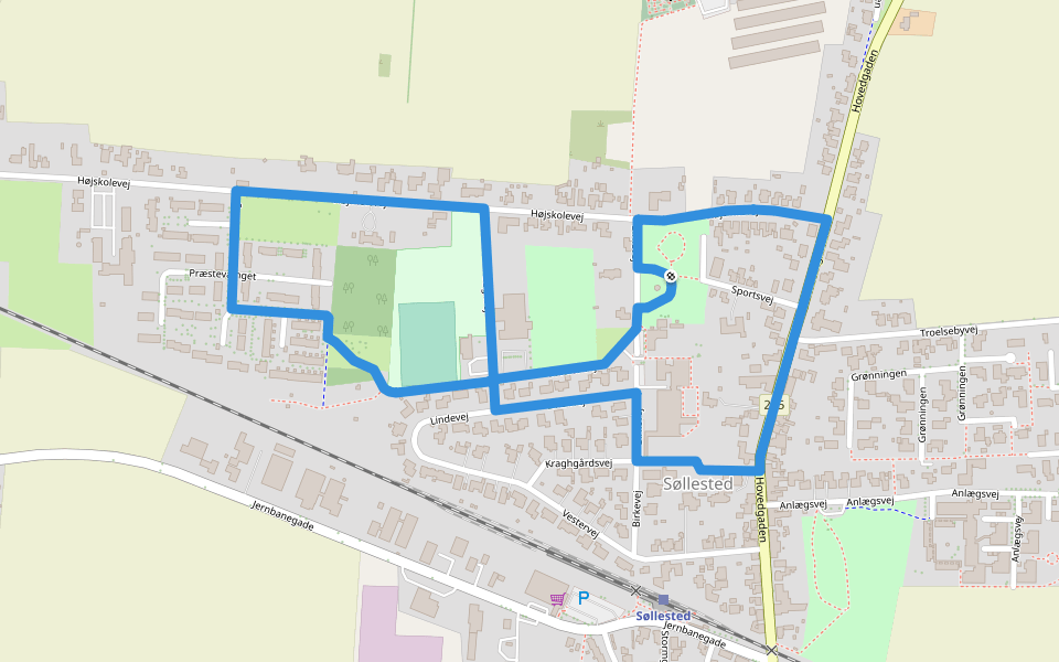 Grøn Kløversti walking route map in Søllested