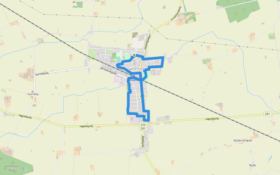Blå Kløversti walking route map in Søllested