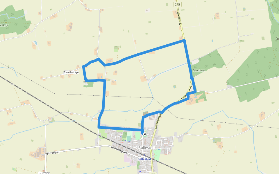 Rød Kløversti walking route map in Søllested