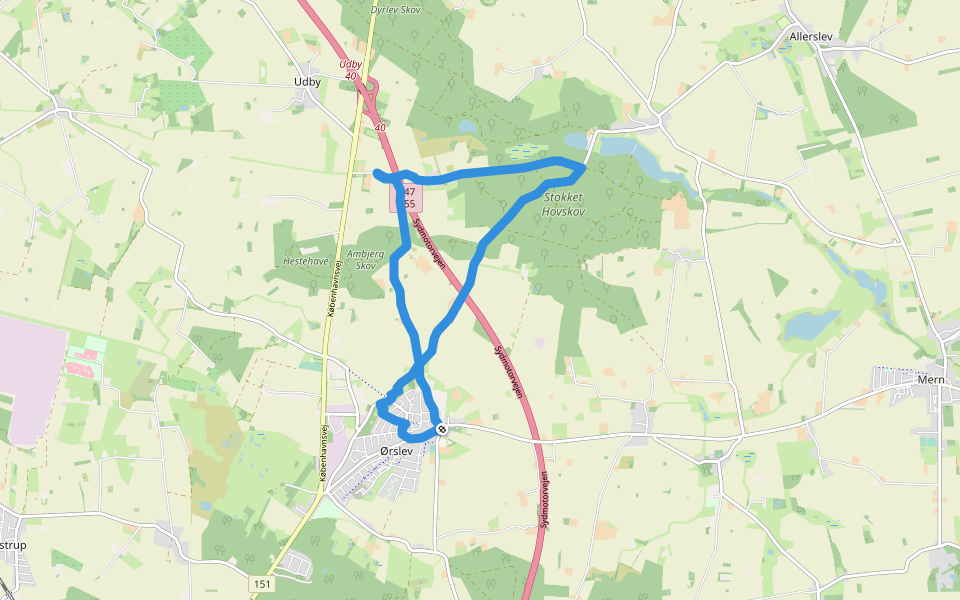 Ørslev - Sort Kløversti walking route map in Vordingborg
