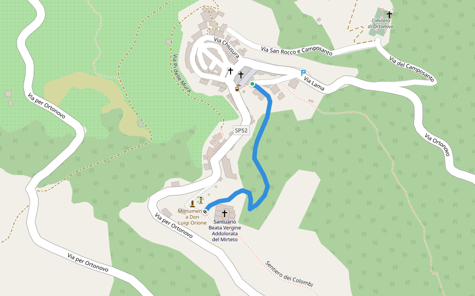 Coll. 368-370 walking route map in Ortonovo
