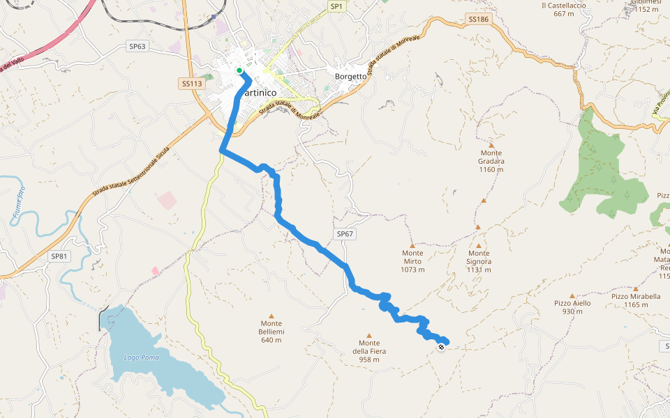 Partinico - Masseria Signora S.I. walking route map in Partinico