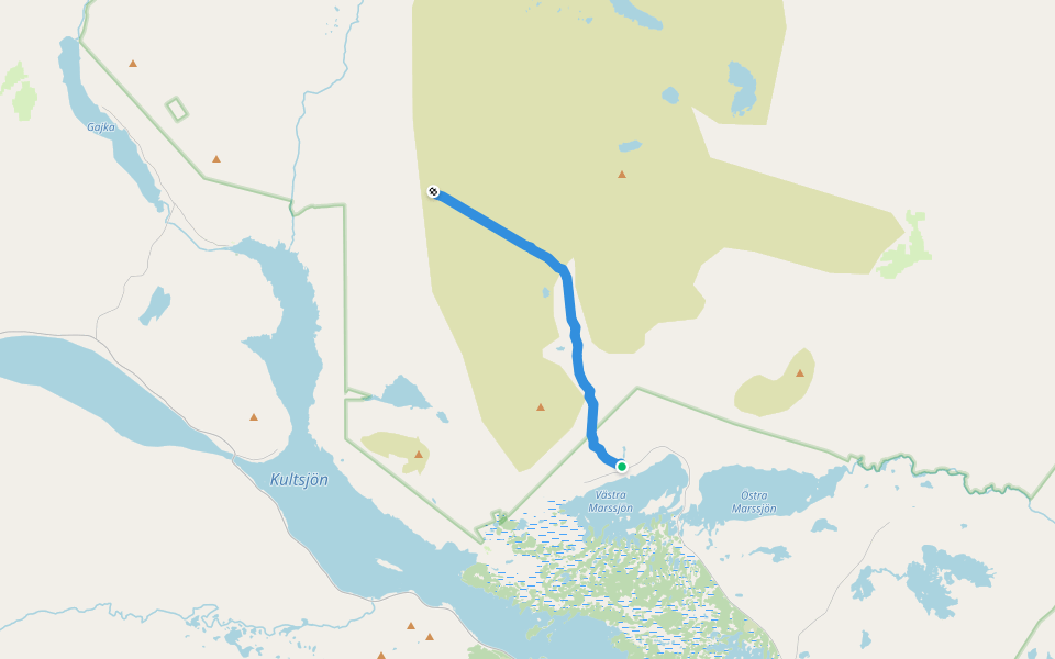 Marsliden - Marsfjällskåtan walking route map in Marsliden