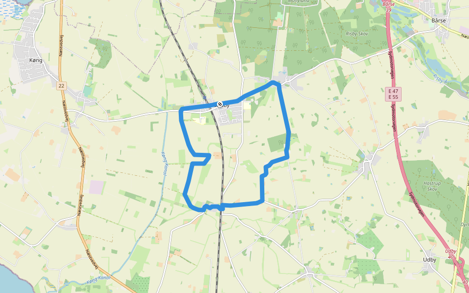 Fjord til fjord - Pink rute walking route map in Lundby