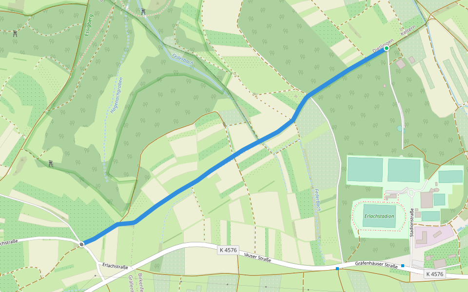 Erlach - Hägnach walking route map in Birkenfeld