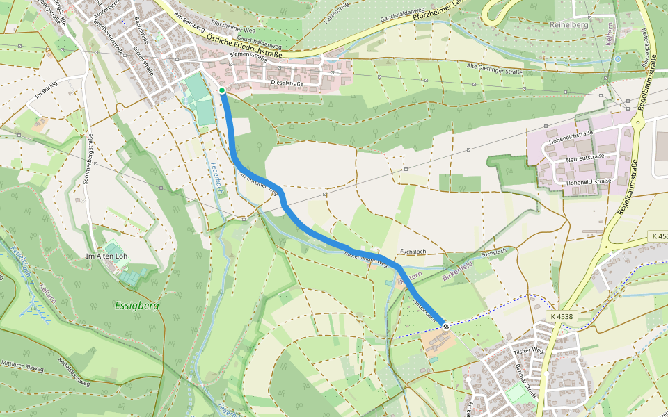 Dietlingen Kempf - Hofgut Müller walking route map in Keltern