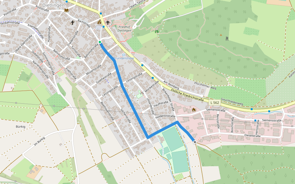 Dietlingen Spitzgarten - Dietlingen Kempf walking route map in Keltern