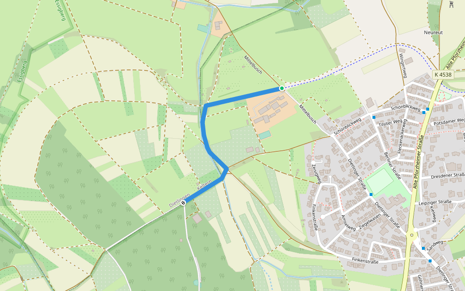 Hofgut Müller - Erlach walking route map in Birkenfeld