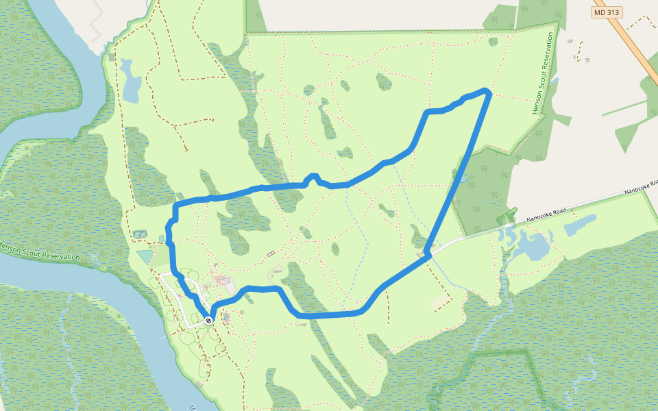 Red Trail walking route map in Rhodesdale