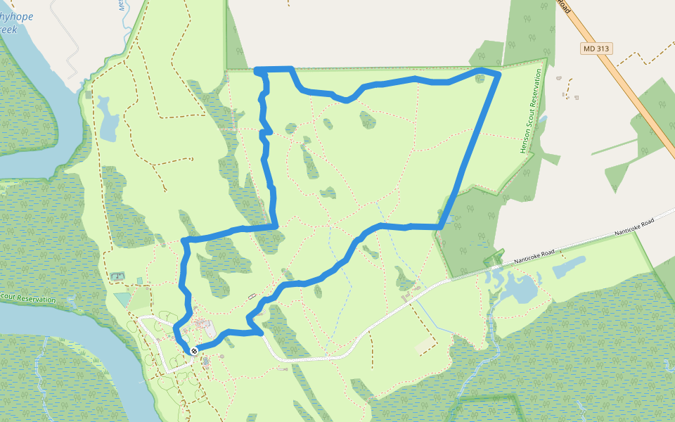 Green Trail walking route map in Rhodesdale
