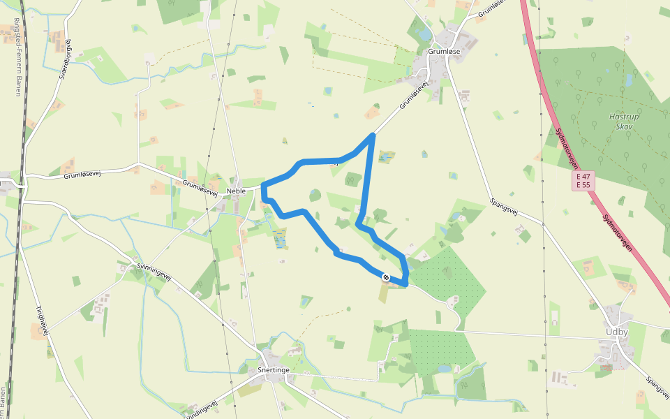 Fjord til Fjord Naturstien - Rød rute walking route map in Lundby