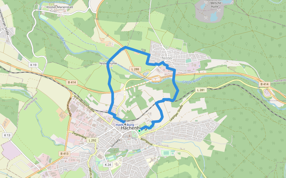 Löwenpfad 1 walking route map in Hachenburg