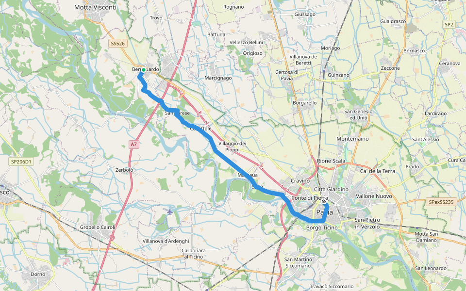 Via Francisca del Lucomagno: Tappa 8 walking route map in Bereguardo