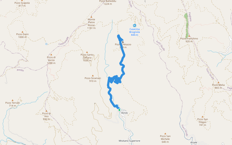 Rimiti Pizzo Cretazzo walking route map in Rimiti