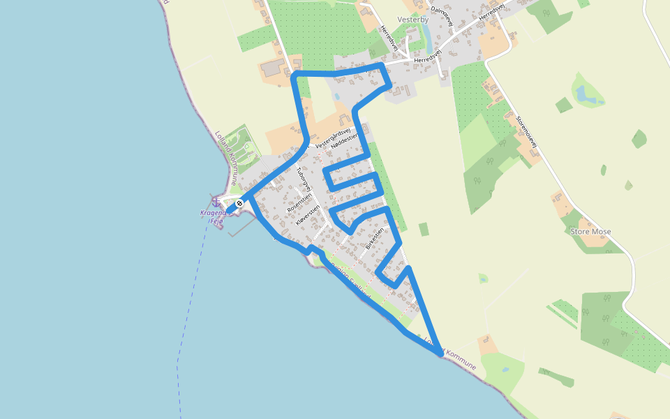 Vesterby Havn-ruten walking route map in Fejø