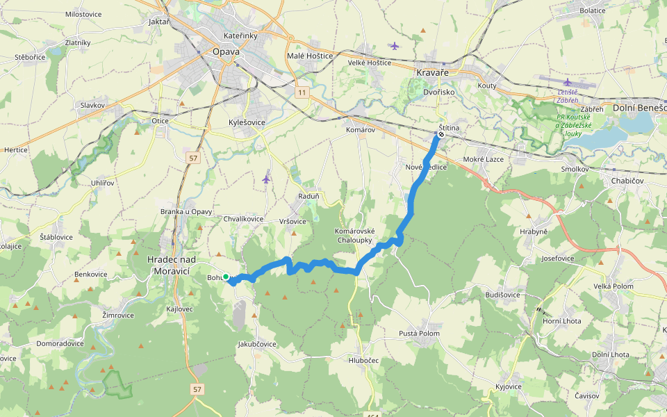[M] Štítina - Bohučovice walking route map in Hradec nad Moravicí