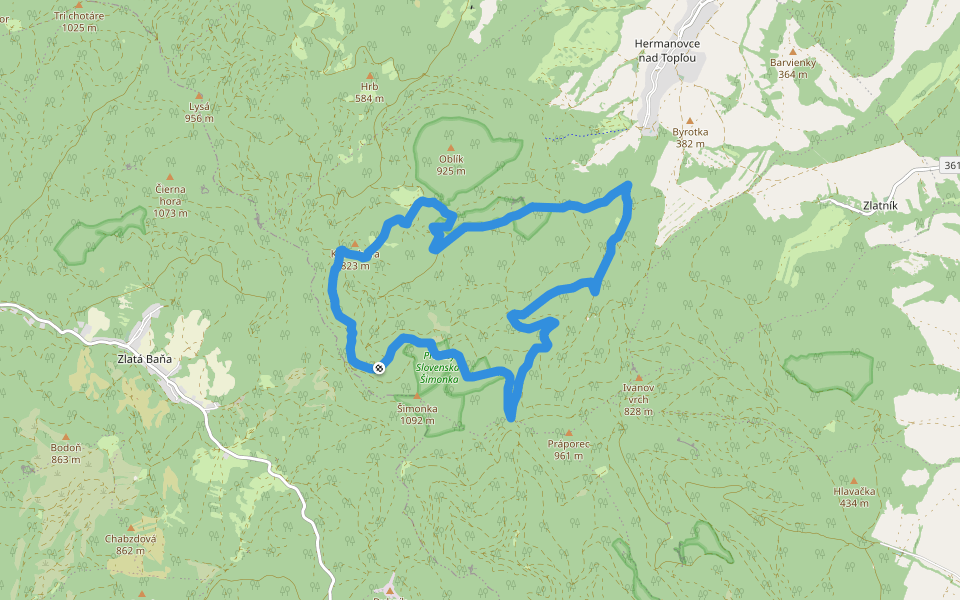Hermanovský turistický okruh walking route map in Hermanovce nad Topľou