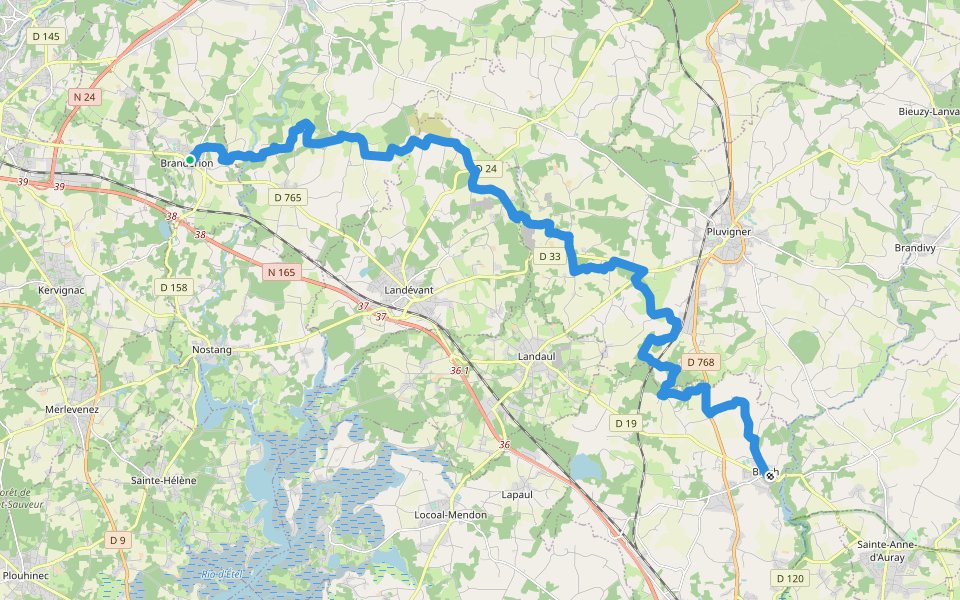 Voie de la Pointe Saint-Mathieu, Brandérion - Brech walking route map in Brandérion