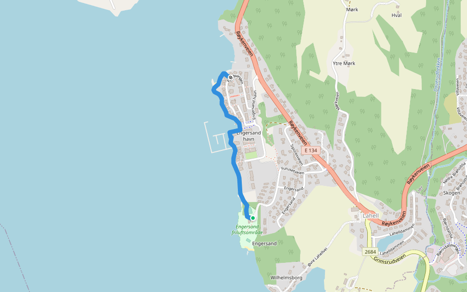 Kyststien Lier walking route map in Lahell