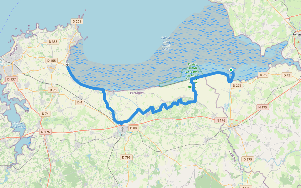 Chemin des Douaniers, Mont Saint-Michel - Saint-Méloir-des-Ondes, tracé principal walking route map in Le Mont-Saint-Michel