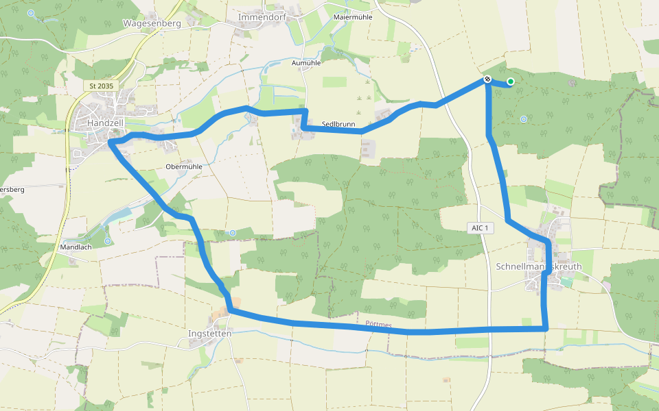 Himmelreich und Sedlbrunner Holz walking route map in Pöttmes