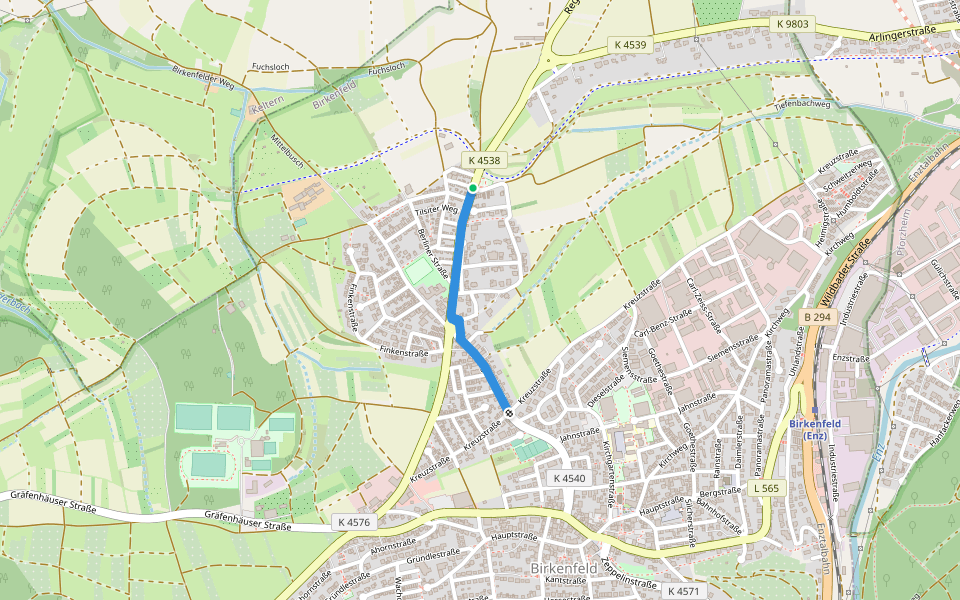 Spielplatz Sonne - Birkenfeld Kleine Höhe walking route map in Birkenfeld