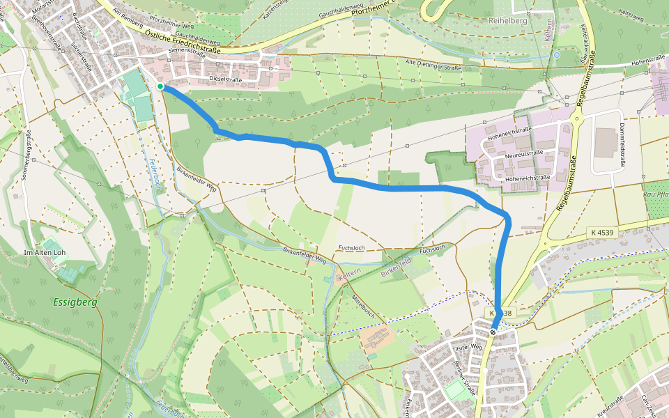 Dietlingen Kempf - Spielplatz Sonne walking route map in Keltern