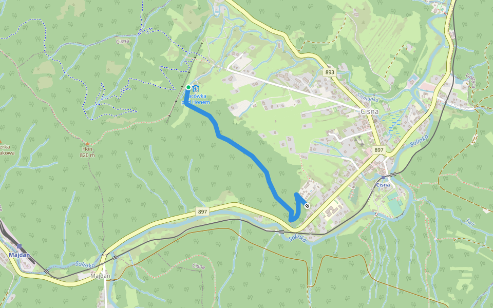 Ścieżka przyrodniczo-historyczna "Dziki Hon" walking route map in Cisna