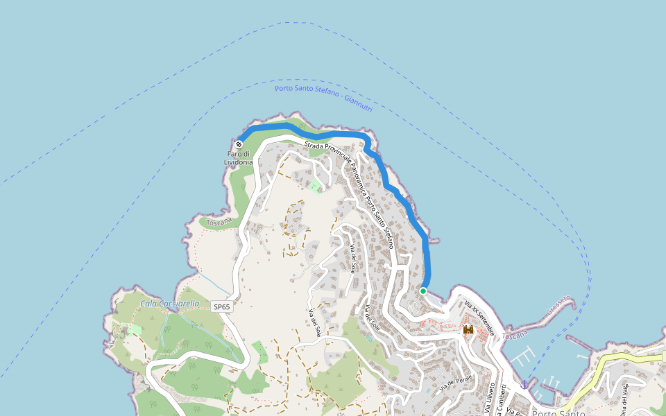I Fari walking route map in Porto Santo Stefano
