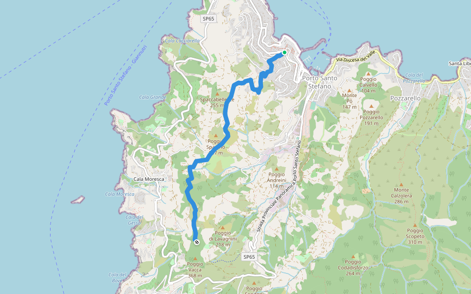 Fortezza Spagnola - Ronconali walking route map in Porto Santo Stefano