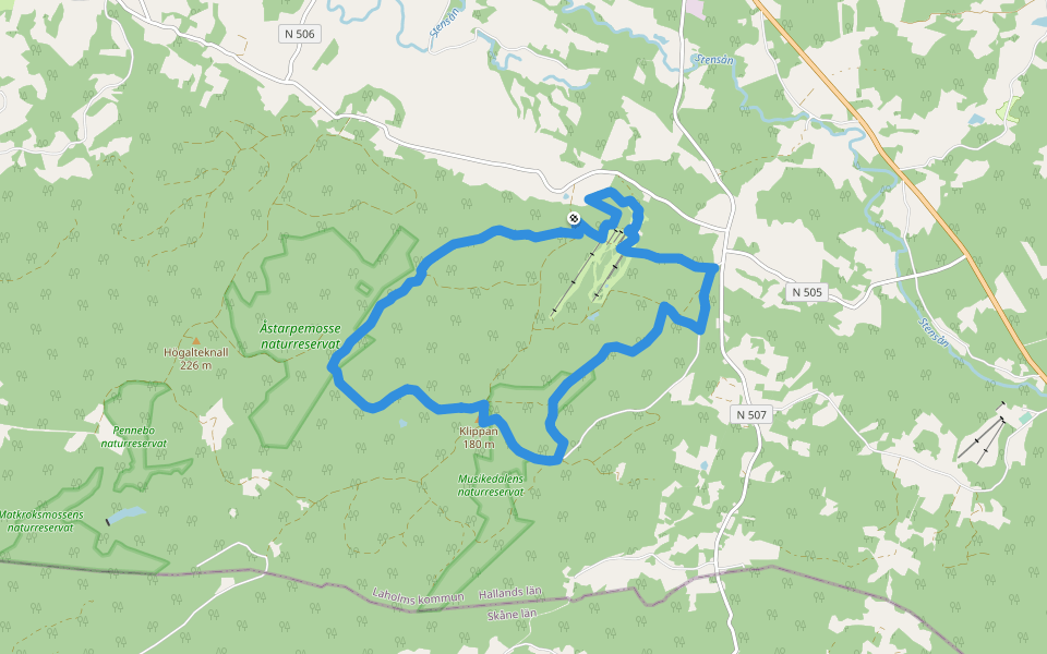 Vallåsen walking route map in Yllevad