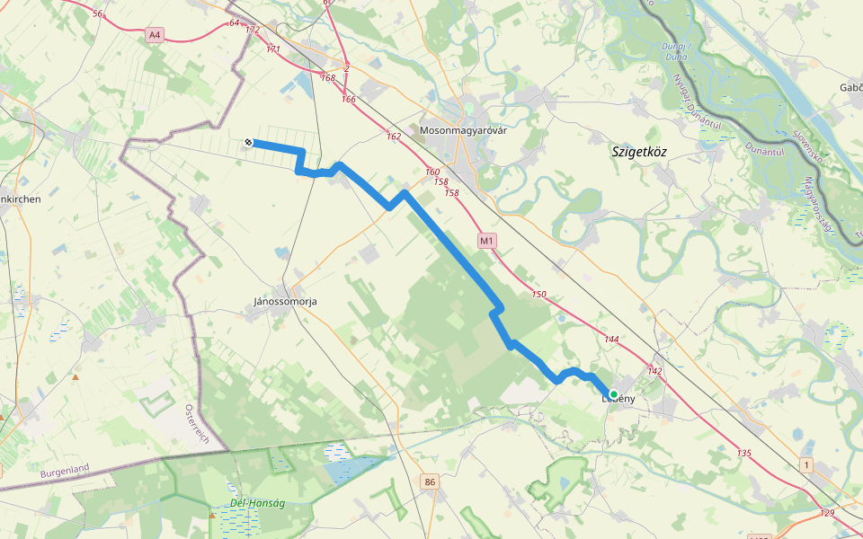 Jakobsweg Burgenland – Zubringer 2 walking route map in Lébény