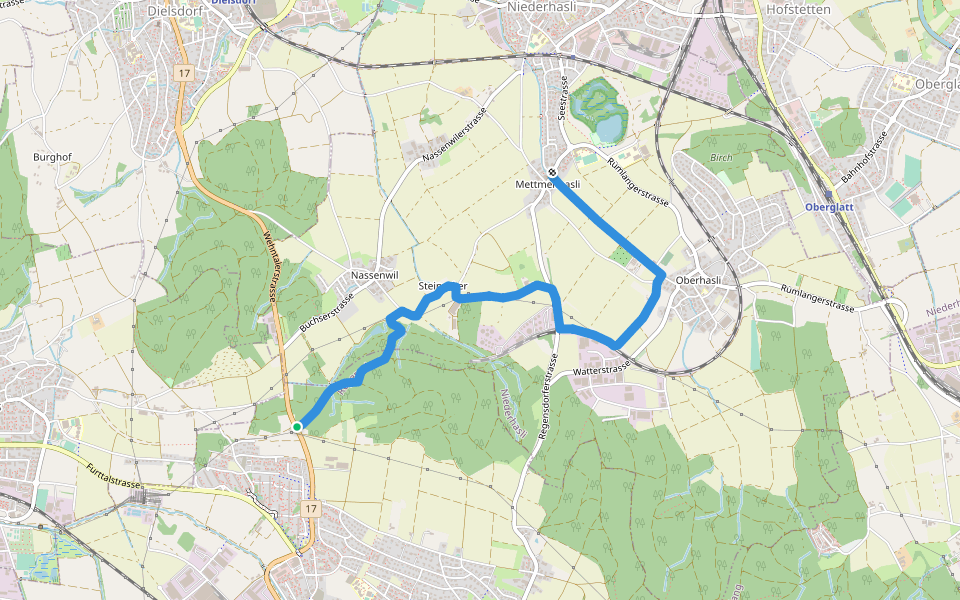 Bösbuck - Mettmenhasli walking route map in Regensdorf
