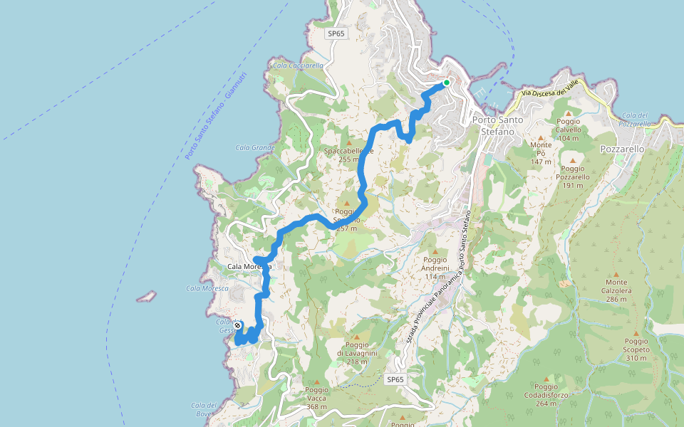 Fortezza Spagnola - Cala del Gesso walking route map in Porto Santo Stefano