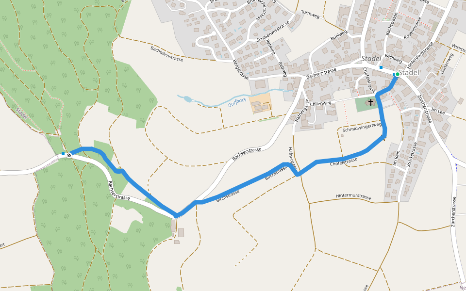 Stadel - Stig walking route map in Stadel bei Niederglatt