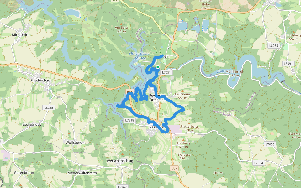 Kampseerunde walking route map in Peygarten-Ottenstein