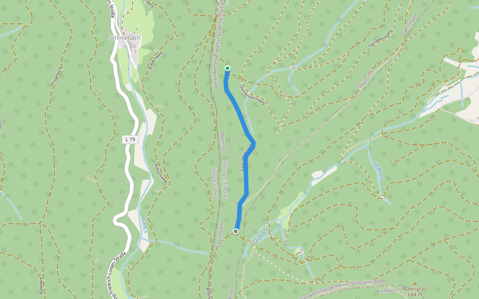 Breitfeld - Breitfelder Hütte walking route map in Gernsbach