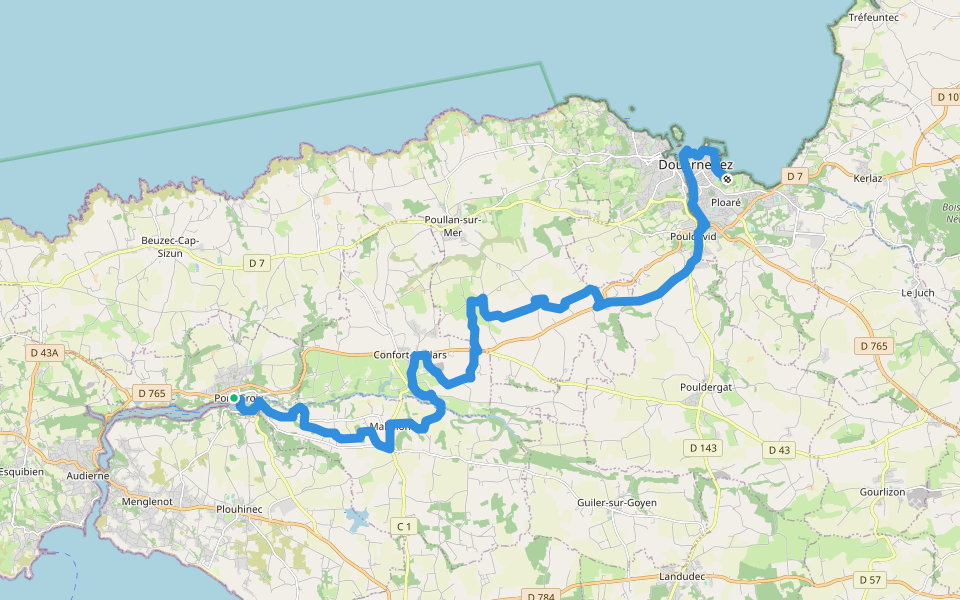 Voie de Pont-Croix, Pont-Croix - Douarnenez walking route map in Pont-Croix