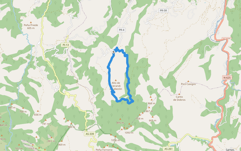 Ruta del bosque de Cea walking route map in Llerandi