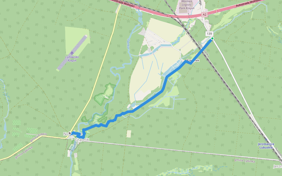 Ścieżka Edukacyjno-Przyrodnicza „Bobrowym Szlakiem” walking route map in Rzepin